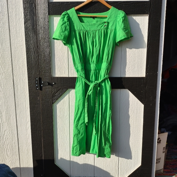 Who What Wear Green Linen Blend Dress - Picture 2 of 14